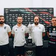 Eduardo Faustino (Vitória SC), Marcel Matz (Benfica), João Coelho (Sporting) e Miguel Maia (AA Espinho) antes da final four. Foto Diogo Oliveira/FPV