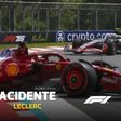 Azar para Leclerc: monegasco derrapou e foi bater em cheio no muro (vídeo)