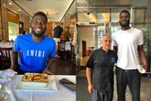 Neemias Queta com o Carlos Abreu, o chef do Old Lisbon, restaurante português de Miami - Fotos: DR