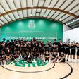 Equipa de futsal cumpriu unidade de treino diferente do habitual: teve assistência atenta. Os jogadores de futebol de sub-19 foram tirar exemplos de alguns exercícios que podem usar no relvado