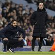 Man. City-Sporting (0-0) - 9 de março de 2022: Ruben Amorim e Pep Guardiola na segunda mão dos oitavos de final da UEFA Champions League (Foto: IMAGO)