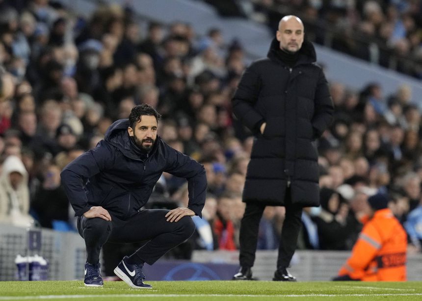 Man. City-Sporting (0-0) - 9 de março de 2022: Ruben Amorim e Pep Guardiola na segunda mão dos oitavos de final da UEFA Champions League (Foto: IMAGO)