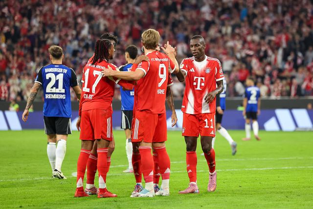 Harry Kane a celebrar o seu bis pelo Bayern