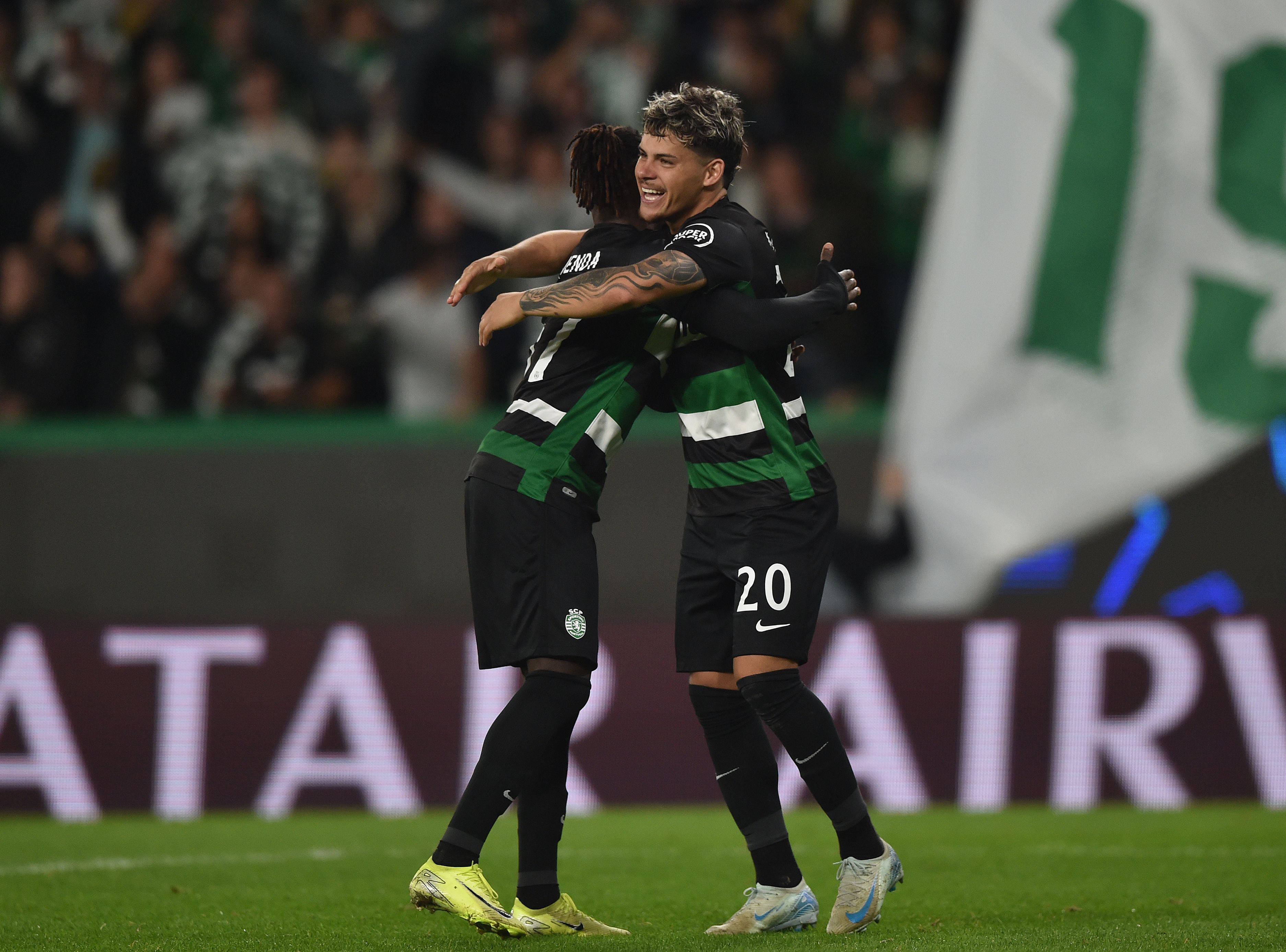 Sporting-Man. City (4-1) - 5 de novembro de 2024: Maxi Araújo fez um dos golos leoninos na 4.ª jornada da fase de grupos da Champions (Foto: Miguel Nunes/A BOLA)