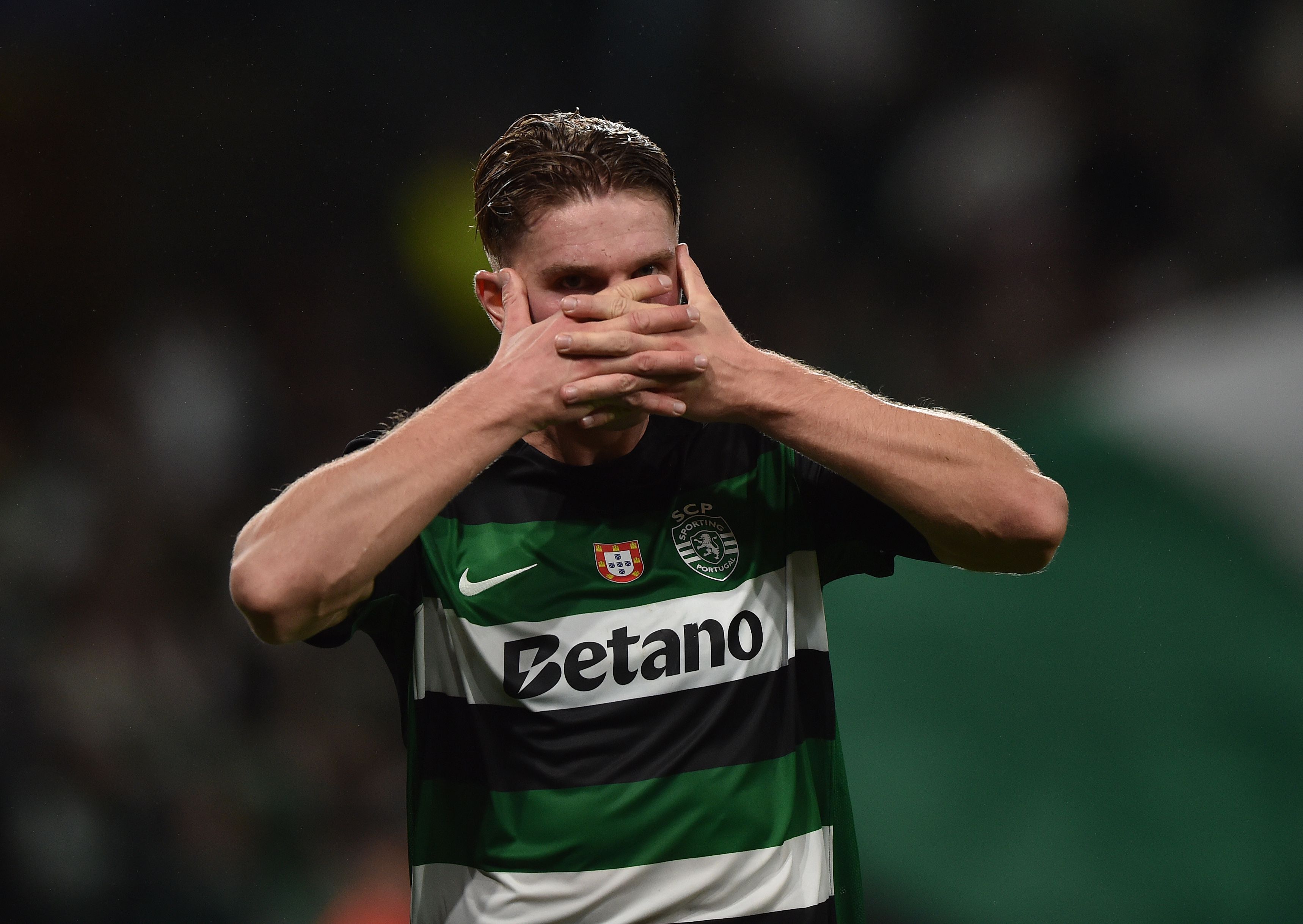 Sporting-Man. City (4-1) - 5 de novembro de 2024: Viktor Gyokeres fez 'hat-trick' na 4.ª jornada da fase de grupos da Champions (Foto: Miguel Nunes/A BOLA)