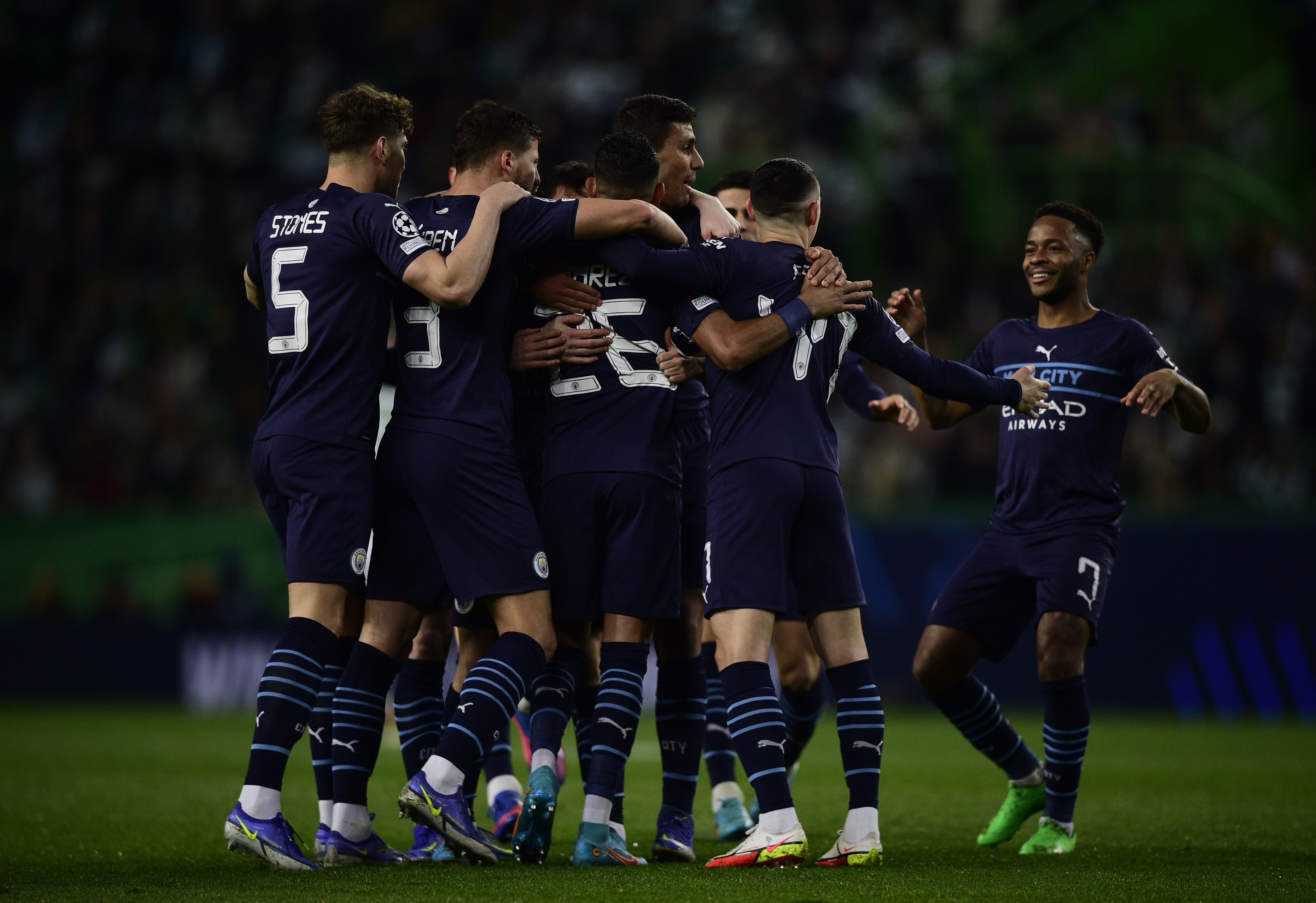 Sporting-Man. City (0-5) - 15 de fevereiro de 2022: Festa dos 'citizens' na visita a Lisboa, para a primeira mão dos oitavos de final da UEFA Champions League (Foto: Sérgio Miguel Santos/A BOLA)
