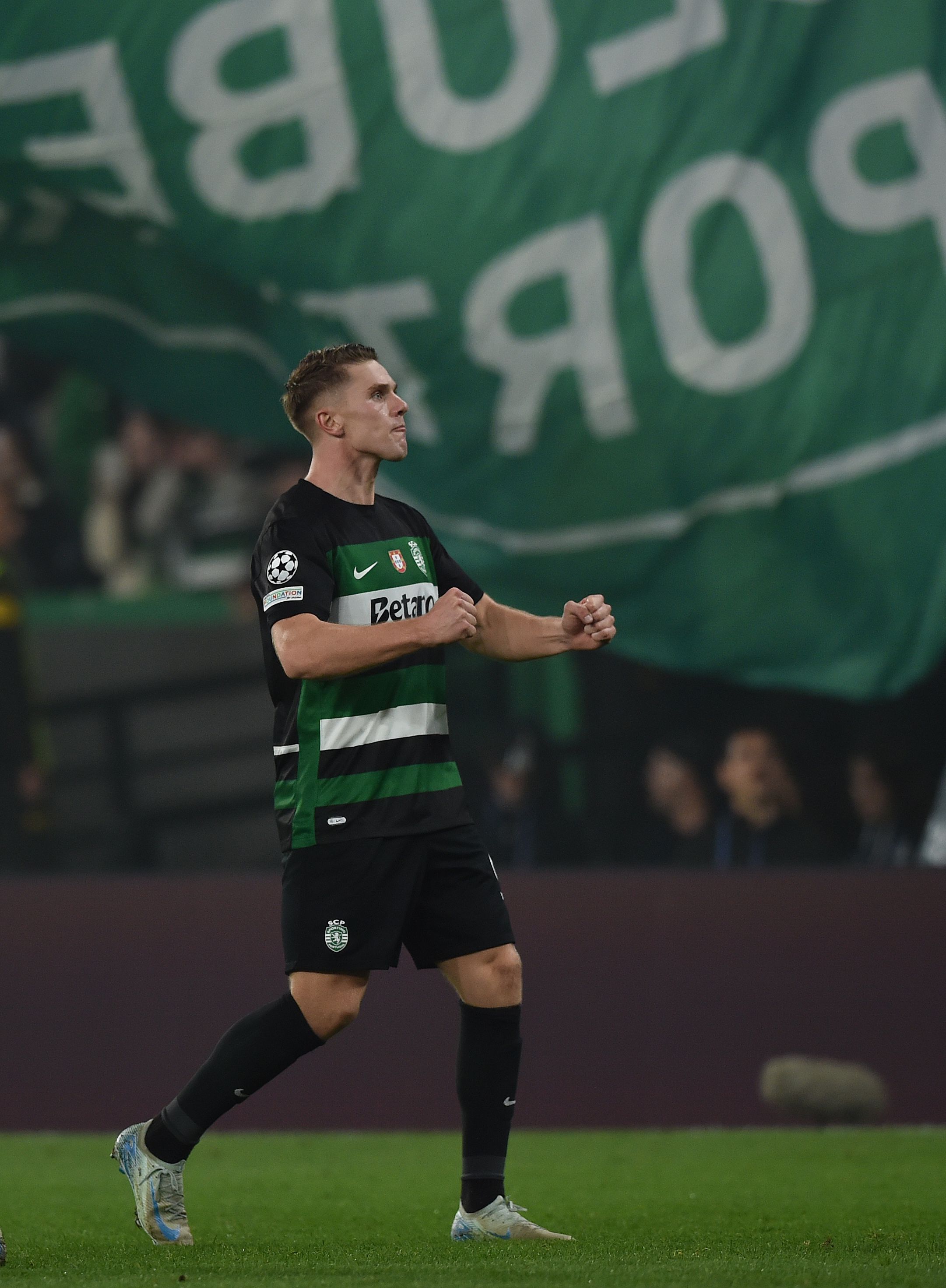 Sporting-Man. City (4-1) - 5 de novembro de 2024: Viktor Gyokeres fez 'hat-trick' na 4.ª jornada da fase de grupos da Champions (Foto: Miguel Nunes/A BOLA)
