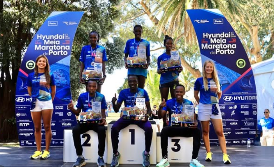 O pódio da meia maratona do Porto. Foto Instagram/portohalfmarathon