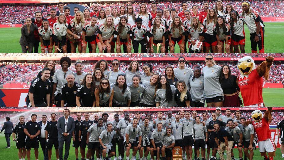 A homenagem à equipa feminina de futebol sénior ao intervalo - Foto: SL Benfica