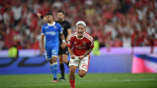 Prestianni voltou a ser figura na vitória do Benfica — Foto: Sérgio Miguel Santos