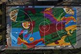 Imagem dos campos na King Open School que passaram a ter a imagem de Portugal e Neemias    Fotografia Hoopers/Project Backboard