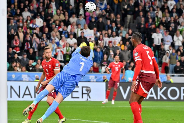 Kobel em ação no Eslovénia-Suíça - Foto: IMAGO