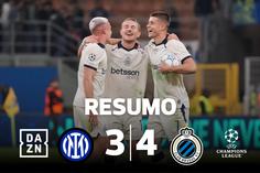 Inter chocado em casa perante Club Brugge e Carlos Forbs (resumo)