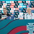 Cristiano Ronaldo e Jorge Jesus na conferência de imprensa de antevisão ao Portugal-País de Gales, da Liga das Nações — Foto: IMAGO