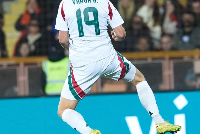 Barnabas Varga, avançado da Hungria, celebra golo frente à Arménia - X da MLSZ