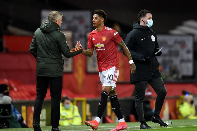 Ole Gunnar Solkjaer, ex-treinador do Manchester United, e Marcus Rashford