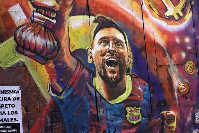 Mural de Lionel Messi em Barcelona