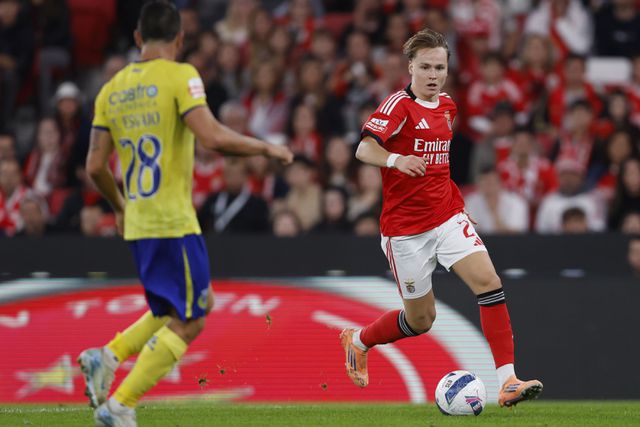Andreas Schjelderup, 21 anos, extremo do Benfica — Foto: Kapta+