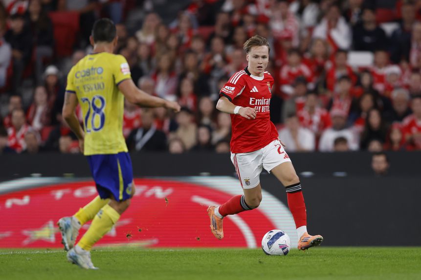 Andreas Schjelderup, 21 anos, extremo do Benfica — Foto: Kapta+