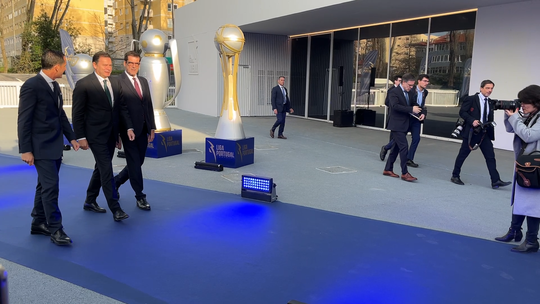 Luís Montenegro com Rui Moreira e Pedro Proença na Inauguração do Arena Liga Portugal