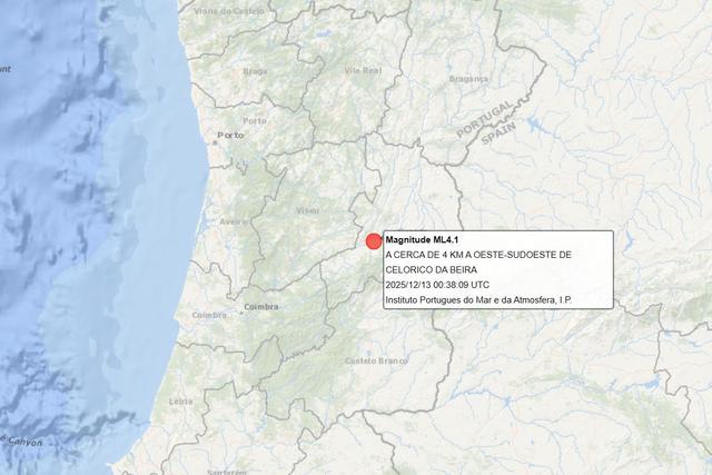 Sismo de magnitude 4.1 sentido no centro do País