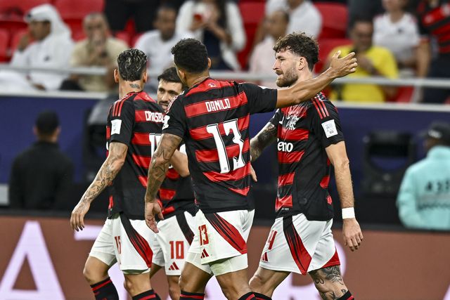 Festejos do Flamengo diante do Pyramids - Foto: Noushad Thekkayil/EPA