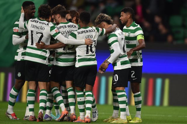 Jogadores do Sporting a festejar - Foto: Miguel Nunes