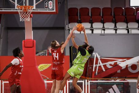 Lance do jogo de basquetebol Benfica-Barcelos no Pavilhão da Luz - Foto: FPB