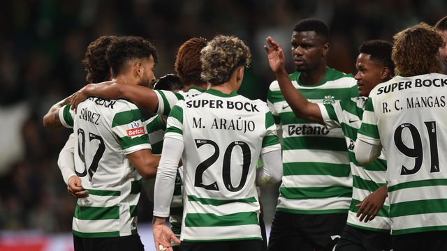 Jogadores do Sporting a festejar - Foto: Miguel Nunes