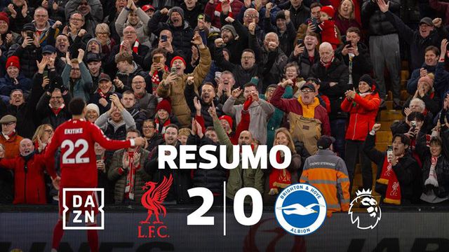 Liverpool derrota Brighton com bis de Ekitiké no regresso de Salah (resumo)