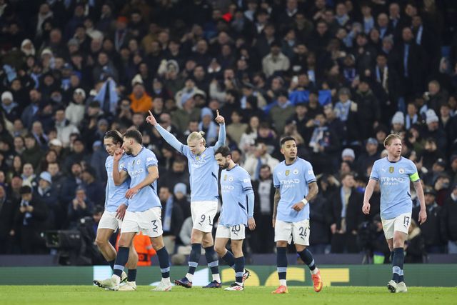 Festejos dos jogadores do Manchester City