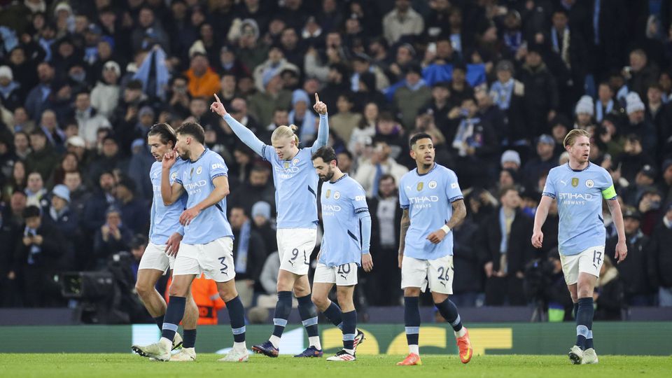 Festejos dos jogadores do Manchester City