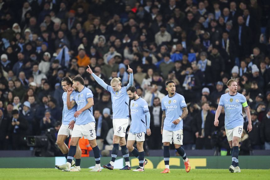 Festejos dos jogadores do Manchester City