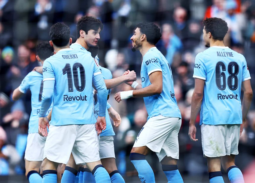 Festejos dos jogadores do Manchester City frente ao Salford (IMAGO)