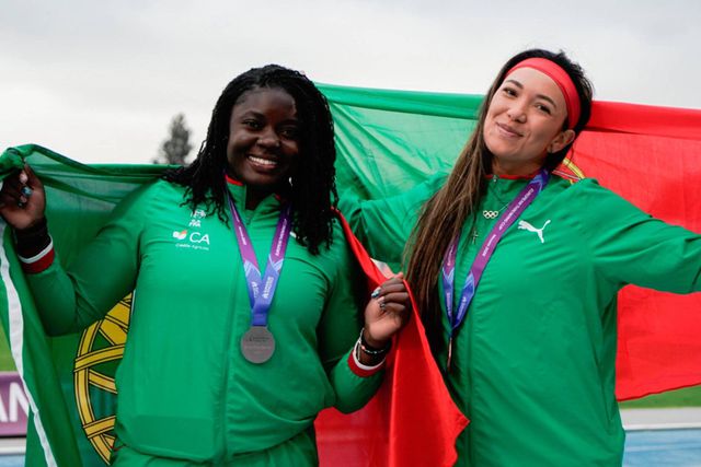Jessica Inchude e Eliana Bandeira no pódio da Taça da Europa de Lançamentos