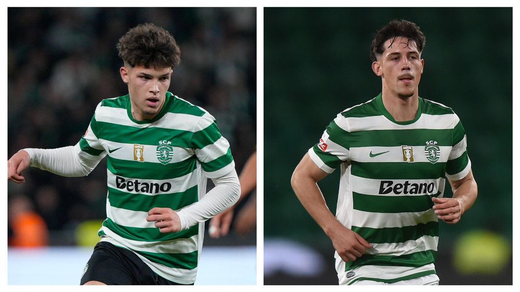 Flávio Gonçalves, extremo de 18 anos, e Rafael Nel, avançado de 20 - Fotos: IMAGO e MIGUEL NUNES