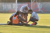 Susto após entrada mais intempestiva sobre Rafael Leão no primeiro treino da Seleção em Palm Beach - Foto: MIGUEL NUNES