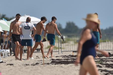Jogadores da Seleção na praia em Palm Beach - Foto: Miguel Nunes