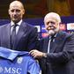 Allegri ao lado de Aurelio De Laurentiis na apresentação como novo treinador do Nápoles