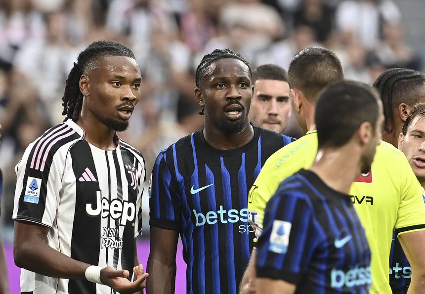 Khephren e Marcus Thuram no encontro entre Juventus e Inter