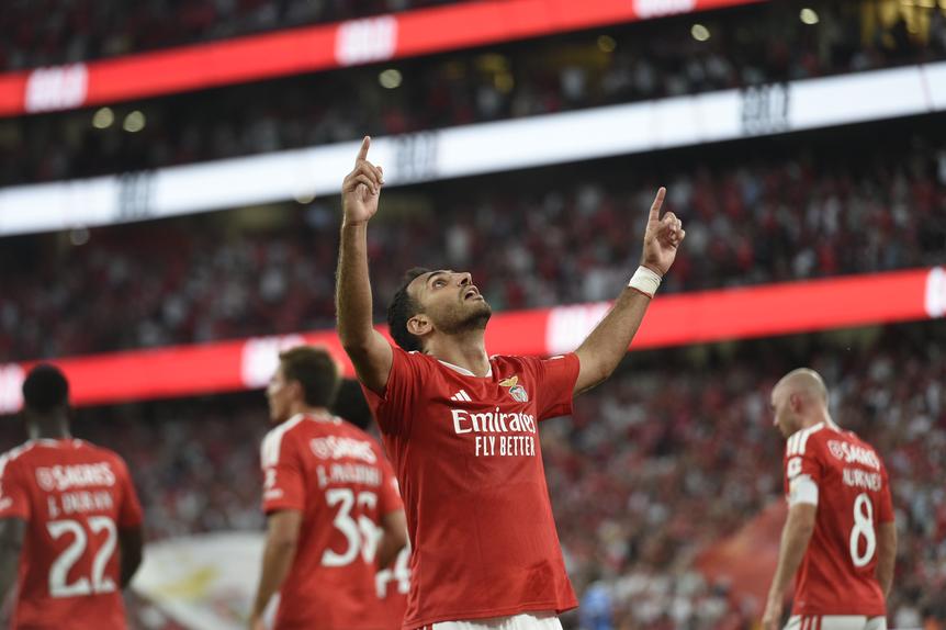 Pavlidis celebra golo do Benfica contra o Gil Vicente. Foto Sérgio Miguel Santos