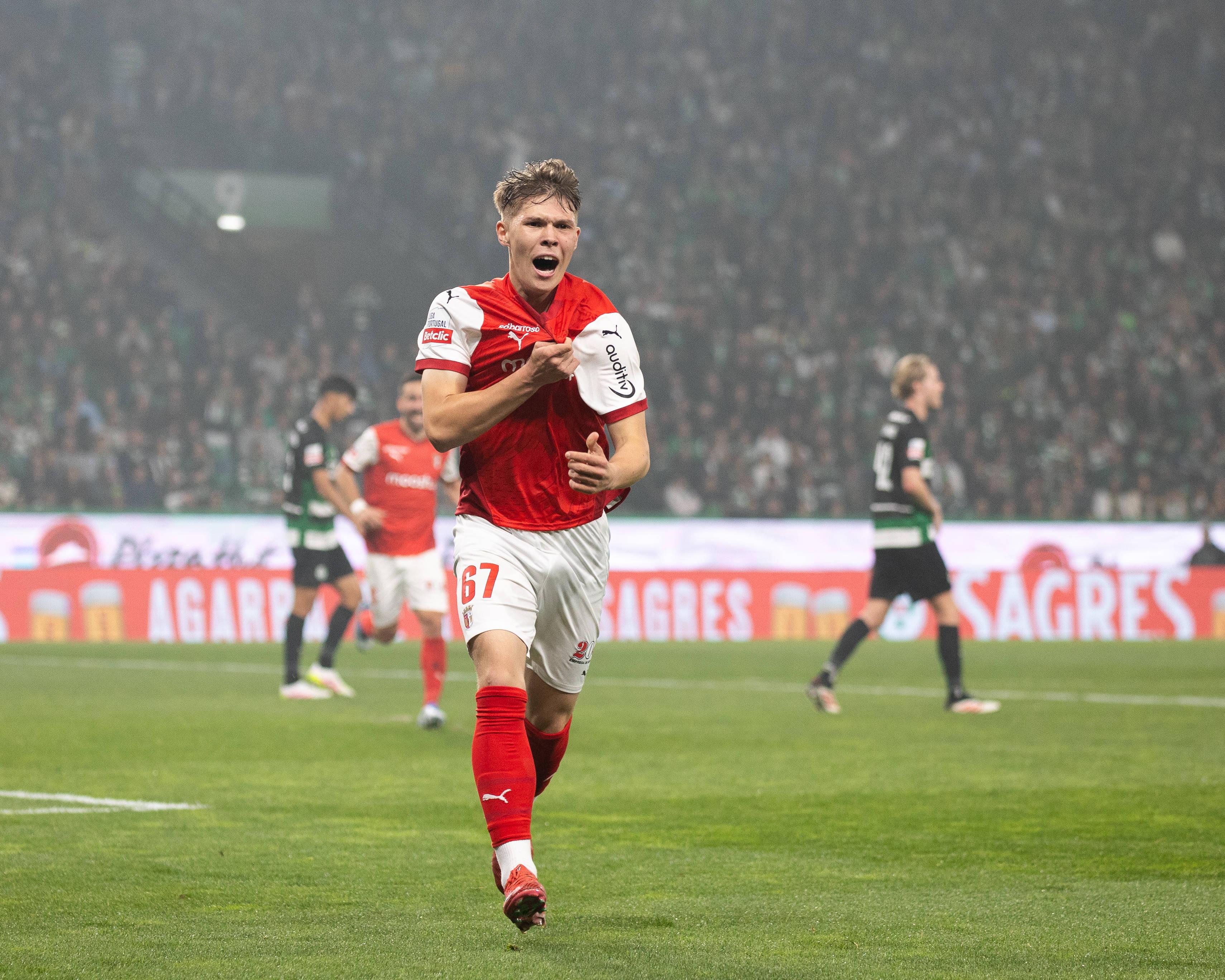 Na jornada 28 de 2024/2025, Gyokeres fez o 1-0 ao SC Braga, que empatou em Alvalade aos 87', obra do jovem Afonso Patrão - Foto: IMAGO