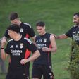 Manu e Sudakov a caminho de treino do Benfica no Seixal - Foto Miguel Nunes