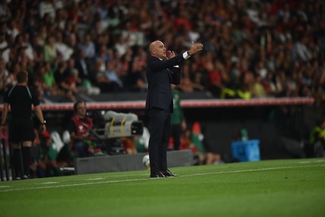 Roberto Martínez, selecionador nacional, durante o encontro com a Hungria - Foto: Miguel Nunes