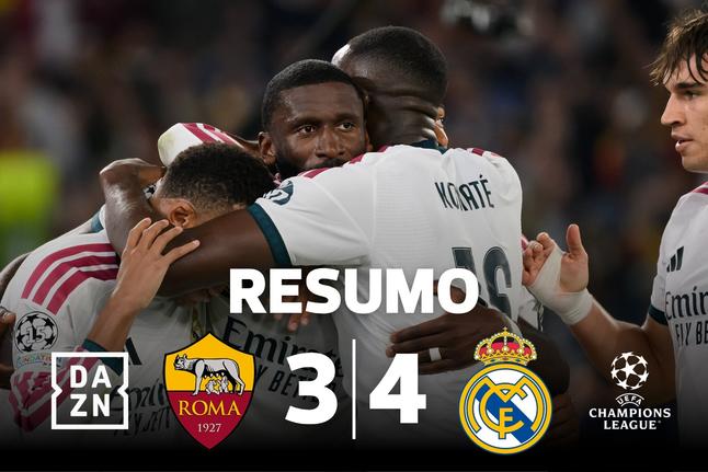 Épico! 'Remontada' incrível do Real Madrid em Roma chegou nos minutos finais (resumo)