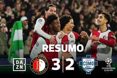 Cinco golos e emoção até ao fim no Feyenoord-Como (resumo)
