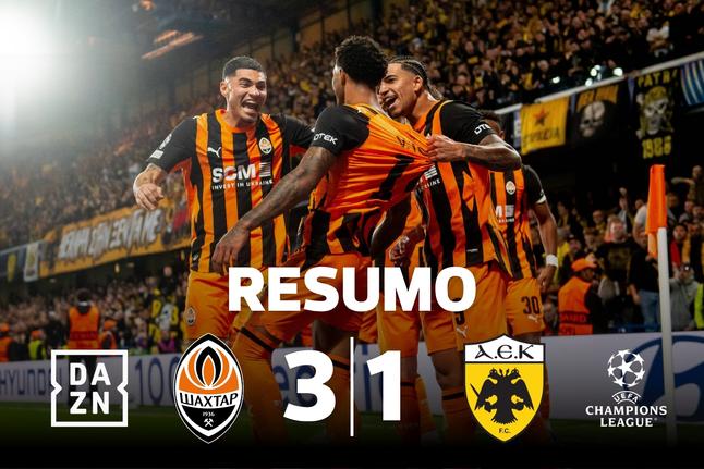 Ex-Benfica marca e Shakhtar bate portugueses em casa emprestada (resumo)