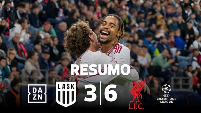 Nove golos e Barcola em grande no LASK-Liverpool (resumo)