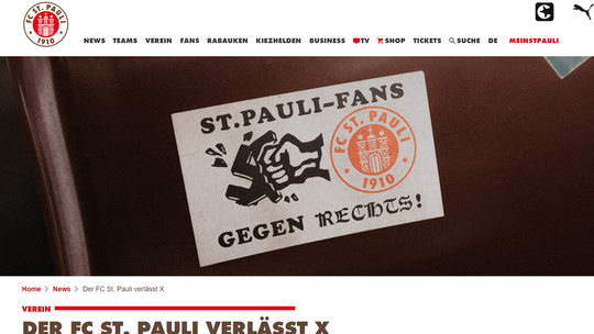 St. Pauli deixa rede social 'X' por ser uma «máquina de ódio»