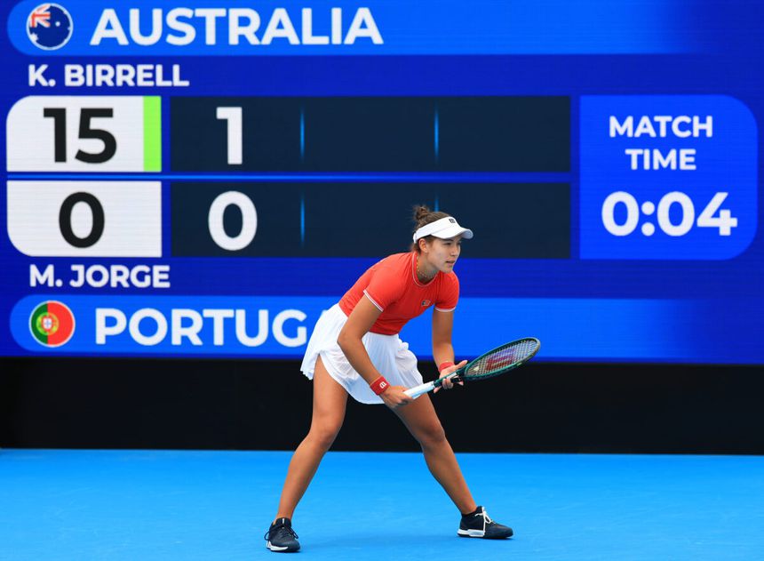Matilde Jorge em ação na Austrália. Foto ITF/FPT
